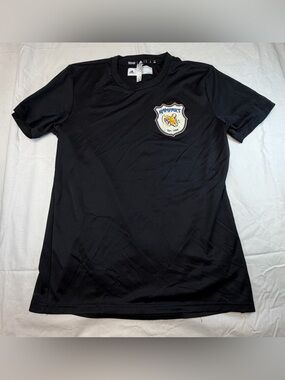 adidas Black Tee with Blue and Gold Rampart Crest